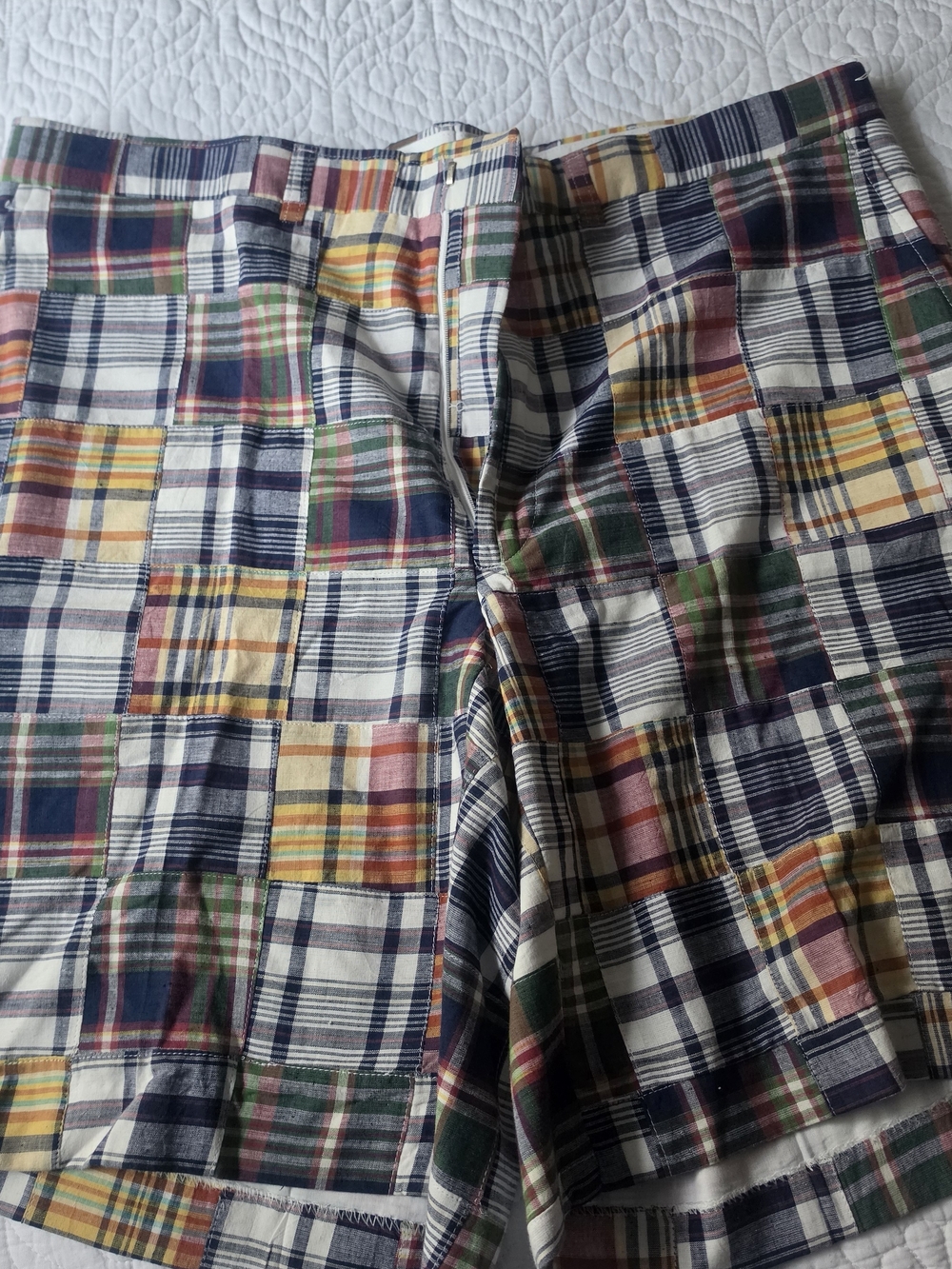 Men's Patchwork Madras Plaid Shorts - Multi Color